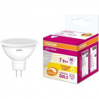 Лампа светодиодная LED OSRAM STAR MR16 7.5W/840 7.5Вт 4000К GU5.3 700лм 220-240В 110град. Лампа светодиодная LED OSRAM STAR MR16 7.5W/840 7.5Вт 4000К GU5.3 700лм 220-240В 110град.