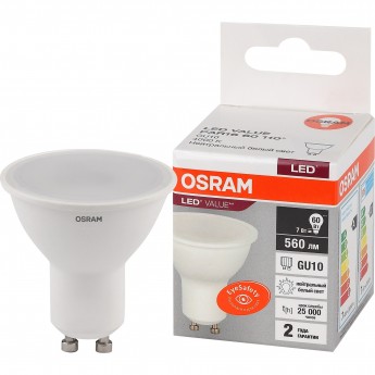Лампа светодиодная OSRAM LED 7 Вт GU10 4000К 560Лм спот 220 В Лампа светодиодная OSRAM LED 7 Вт GU10 4000К 560Лм спот 220 В
