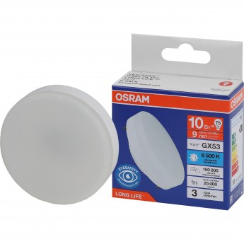 Лампа светодиодная OSRAM LONG LIFE LED 10Вт GX53 6500К 800Лм спот 220В (замена 75Вт) Лампа светодиодная OSRAM LONG LIFE LED 10Вт GX53 6500К 800Лм спот 220В (замена 75Вт)